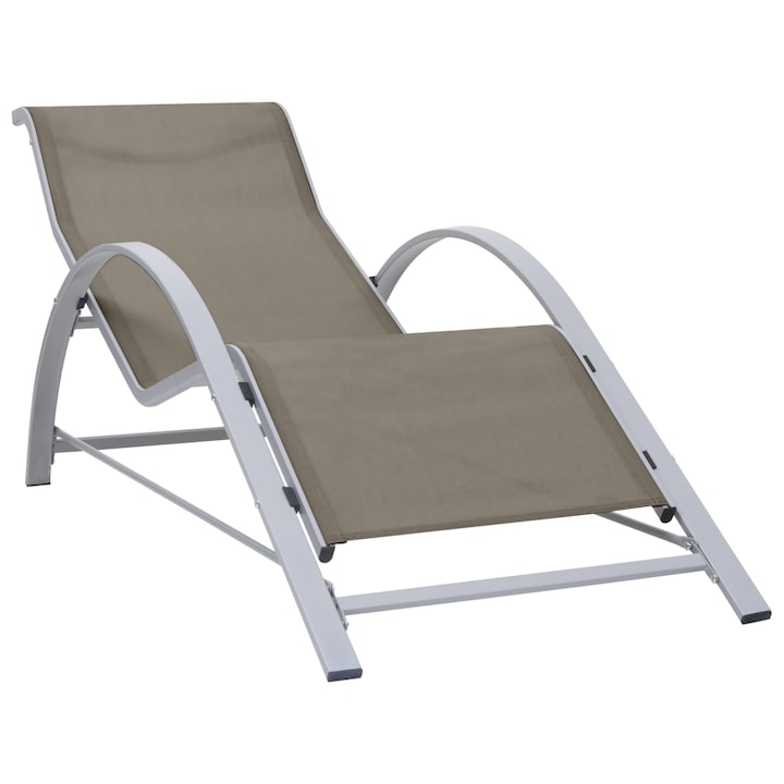 Sezlong de plaja vidaXL, Tesatura, 167 x 60 x 66 cm, Gri taupe