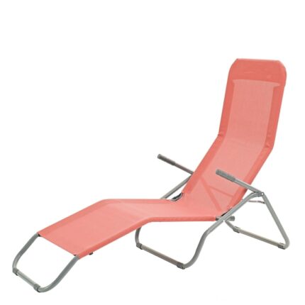Sezlong pliabil Fiesta, otel/textil, 142 x 60 x 99 cm, rosu