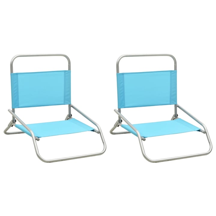 Tesatura Oxford-otel Set de 2 scaune de plaja, vidaXL, Tesatura Oxford-otel, 51 x 61 x 58 cm, Turcoaz
