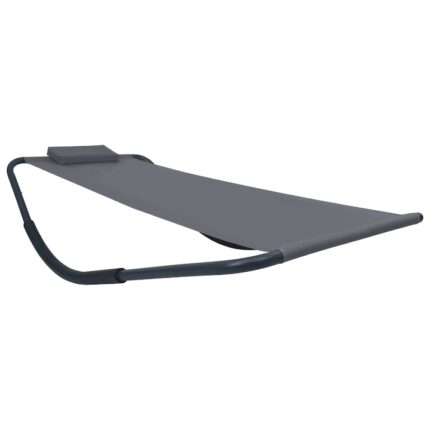 Pat sezlong de gradina, vidaXL, Poliester/Metal, 200 x 90 cm, Gri