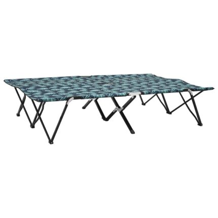 Sezlong de plaja pliabil pentru 2 persoane cu model cu frunze, vidaXL, Tesatura, 194 x 124 x 44 cm, Multicolor