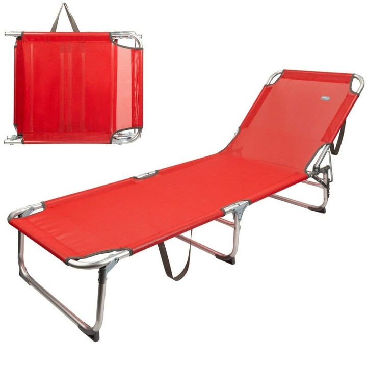 Sezlong de plaja Aktive, aluminiu textil, cu maner transport, 188x30x58cm