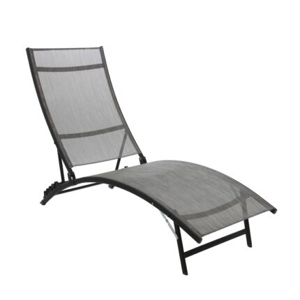 Sezlong plaja sau gradina, spatar reglabil, structura metalica, gri, 176 x 54.5 x 35/96 cm