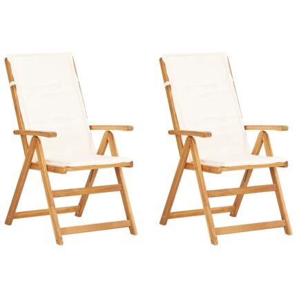 Set 2 scaune de gradina, rabatabile, vidaXL, Lemn acacia, 57 x 59 x 111 cm, Maro