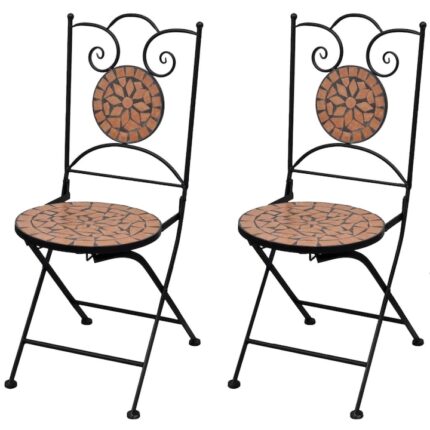 Set 2 scaune din mozaic, gradina/terasa/balcon, vidaXL, Ceramica, Maro, 37 x 44 x 89 cm