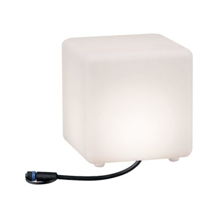 Taburet LED tip cub pentru gradina, Paulmann, Plug & Shine, IP67, 3000K, 235lm, 24V, Alb
