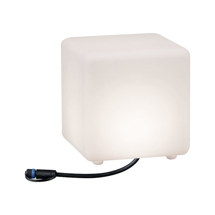 Taburet LED tip cub pentru gradina, Paulmann, Plug & Shine, IP67, 3000K, 235lm, 24V, Alb