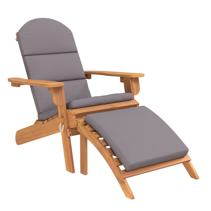 Scaun de gradina Adirondack suport picioare vidaXL, lemn masiv acacia, 75 x 84 x 90 cm, 12.98 kg