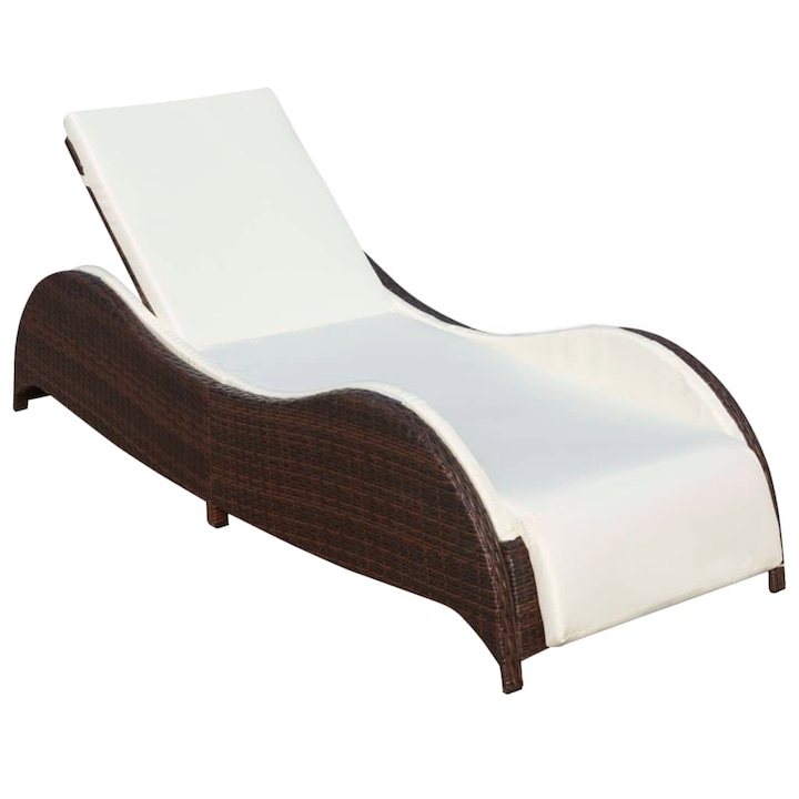 Sezlong/scaun de plaja, vidaXL, Maro, Ratan, 200 x 73 x 45 cm