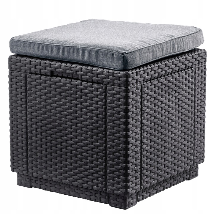 Taburet cu spatiu de depozitare, Keter, Plastic, 42x42x39cm, Gri