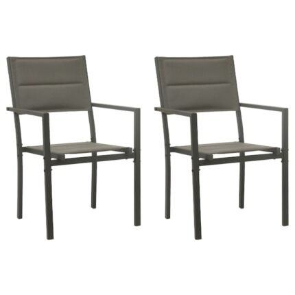 Set de 2 scaune de gradina vidaXL, Lemn, Cu perne, Negru, 9.59 kg, 54 x 63 x 90 cm