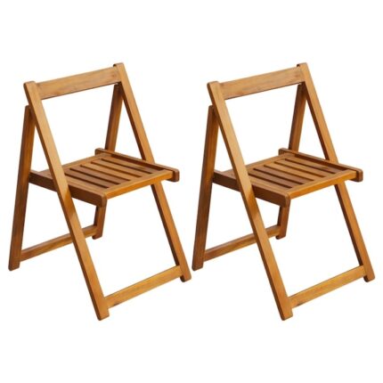 Set 2 scaune pliabile gradina/terasa/balcon vidaXL, Lemn, Maro, 47 x 50 x 75 cm