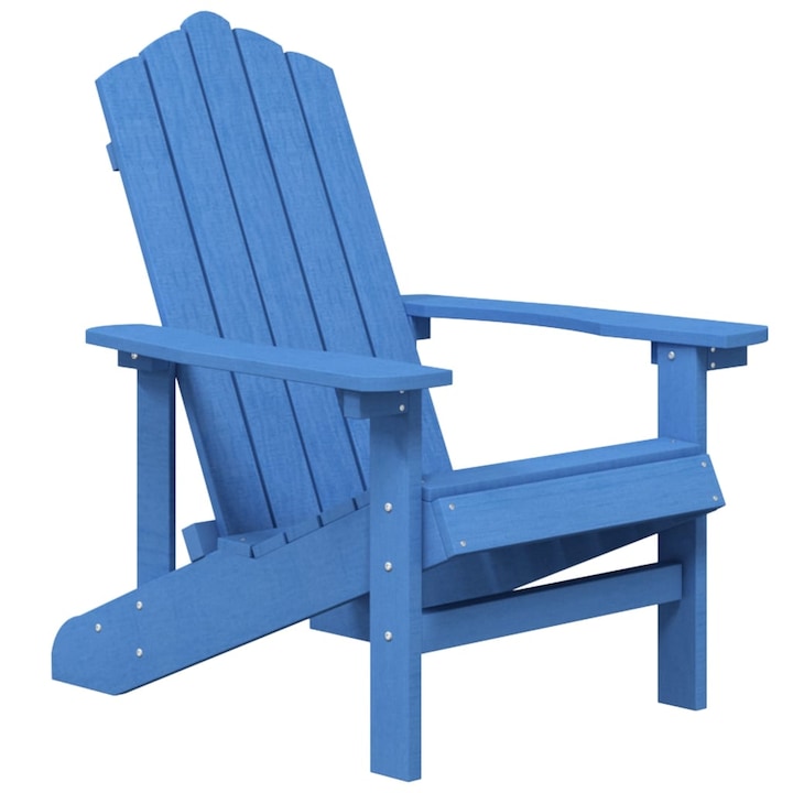Scaun de gradina Adirondack vidaXL, albastru acvatic, HDPE, 73 x 83 x 92 cm