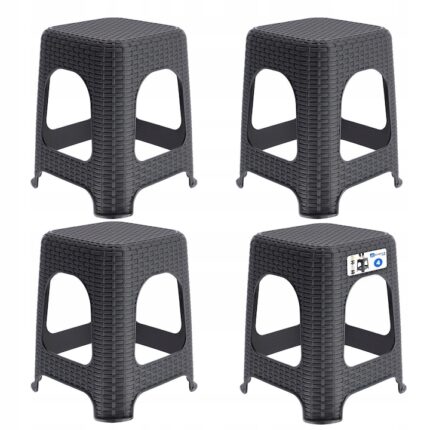 Set 4 scaune, Kadax, Ratan, 45 cm, Negru