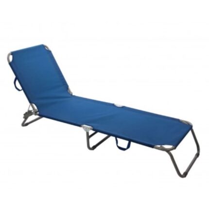 Sezlong pliabil, reglabil, pentru plaja, gradina, balcon sau piscina, structura metal, 190 x 55 cm, greutate maxima admisa 100 kg, albastru