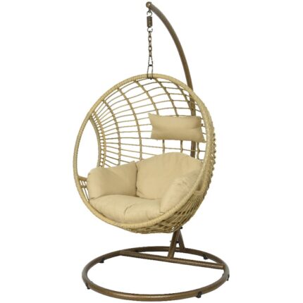 Balansoar gradina/terasa London Kaemingk, 129x105 cm, inaltime 196 cm, rattan sintetic, maro/bej