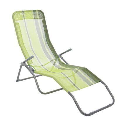 Sezlong plaja DacEnergy©, structura otel, dimensiuni 145 x 59 x 50 cm, pliabil, culoare verde