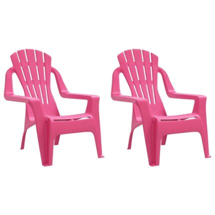 Set scaune gradina de copii vidaXL, 2 buc., Roz, 37x34x44 cm, PP aspect lemn, 1.7 Kg