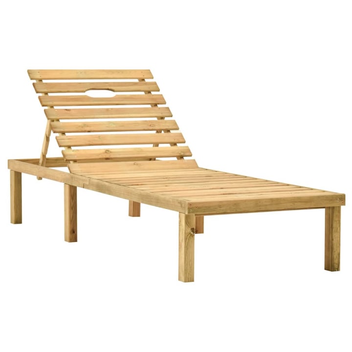 Sezlong din lemn de pin tratat, vidaXL, Lemn, 200 x 70 x (31,5-77) cm, Maro