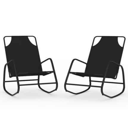 Sezlonguri balansoare vidaXL, 2 piese, negru, otel si textilena, 89 x 58 x 93,5 cm
