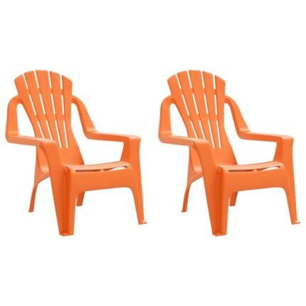 Set scaune gradina copii vidaXL, 2 buc, portocaliu, 37x34x44cm, PP aspect lemn, 1.7 Kg