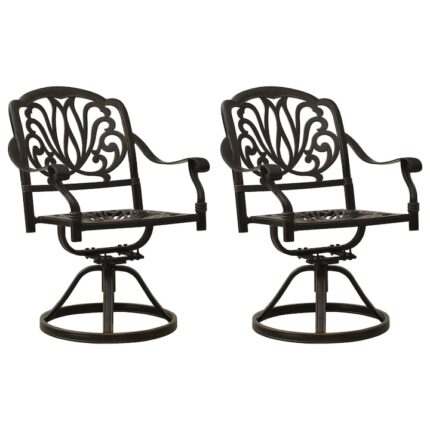 Set 2 scaune de gradina Zakito Europe, aluminiu, rotative, maro inchis, 63x65x91cm