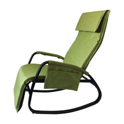 Scaun gradina DacEnergy©, scheletul din otel, sezutul si spatarul din poliester, balansoar, reglabil, 65/150 x 65 x 106 cm, verde