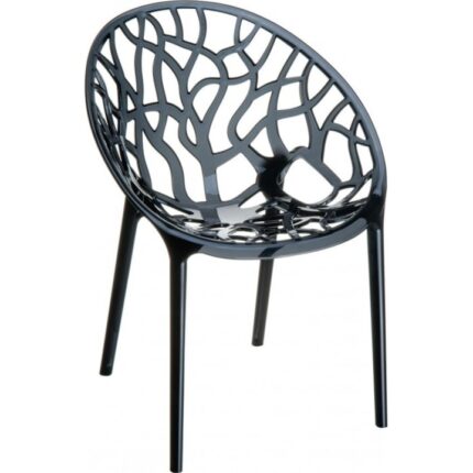 Scaun policarbonat CRISTAL, tip scoica, 59x60xh80cm, negru