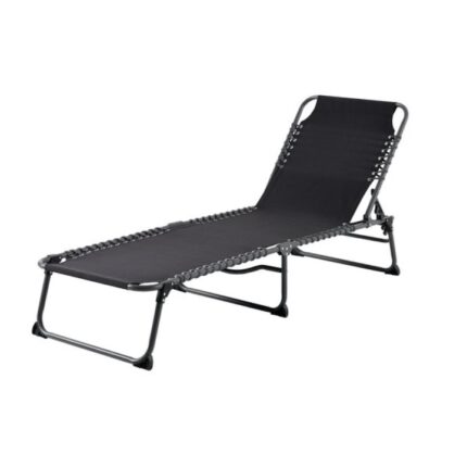 Sezlong pliabil pentru plaja si gradina, 190x57 cm, cadru otel, reglabil, 5 pozitii, negru