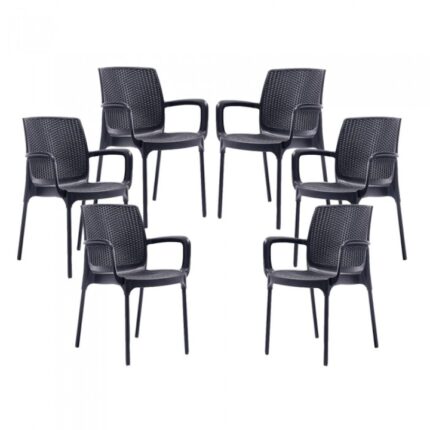 Set 6 scaune RAKI SUNSET RATTAN culoare antracit D57xH84xW57xSH45cm polipropilena/fibra sticla