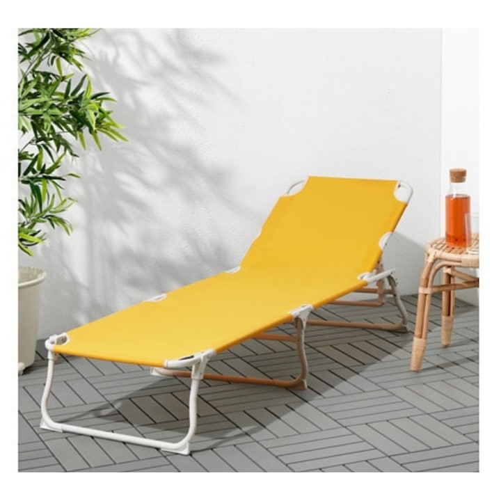 Sezlong galben pliabil 190 x 59 x 28 cm, exterior