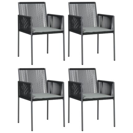 Set scaune gradina cu perne 4 buc., negru, 54x60 vidaXL,5x83,5 cm, poliratan, 11.2 Kg