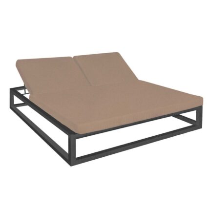 Sezlong, BigBuy, Aluminiu, 180x200x43cm, Crem/Negru