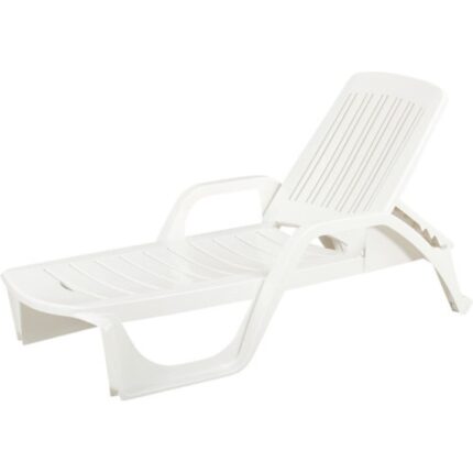 Sezlong Plaja Reglabil Bica Zanzibar 190x46x71 Cm Alb