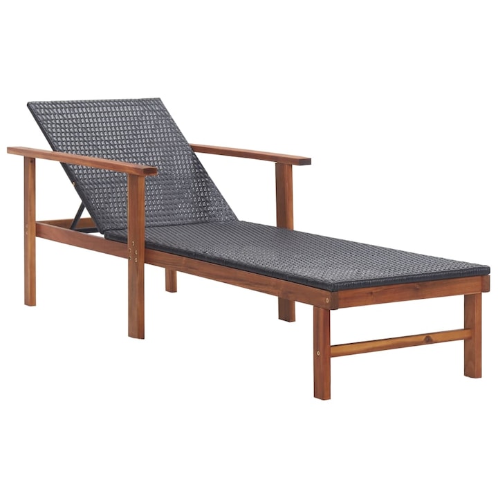 Sezlong, Zakito Europe, Polirattan, 200x55x56cm, Negru