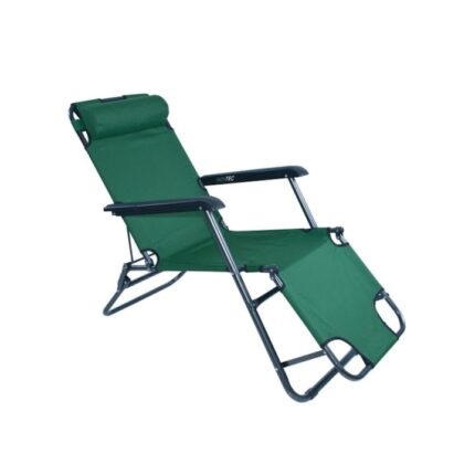 Scaun Tip Sezlong Pliabil Pentru Gradina, Faintec, Cu Tetiera Detasabila Si Spatar Reglabil In 3 Pozitii, Verde