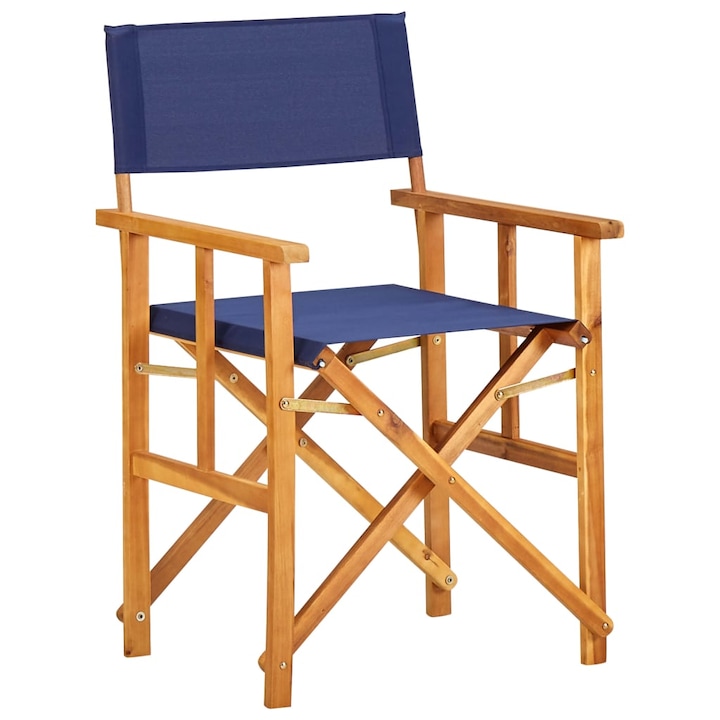 Scaun de exterior, tip scaun regizor, vidaXL, Lemn masiv, 55 x 56 x 88 cm, Albastru