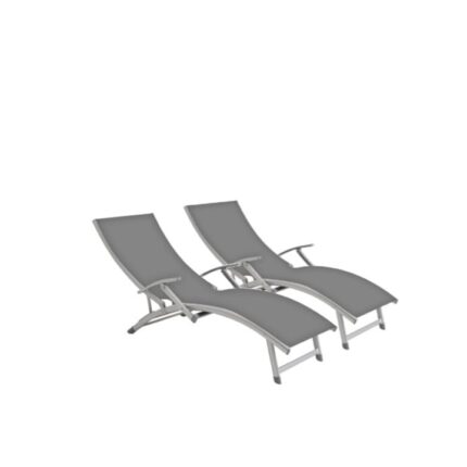Set 2 sezlonguri cu brate CULINARO cadru aluminiu 170x52cm culoare gri