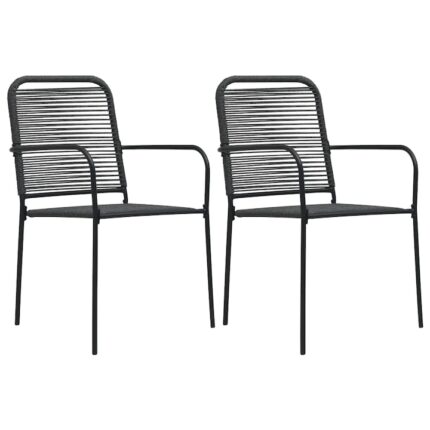 Set 2 scaune de gradina, vidaXL, Otel/Sforara de bumbac, 56 x 53,5 x 85,5 cm, Negru