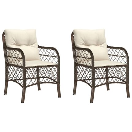 Set Fotolii de gradina cu perne vidaXL, 2 buc., maro, poliratan, 12 Kg