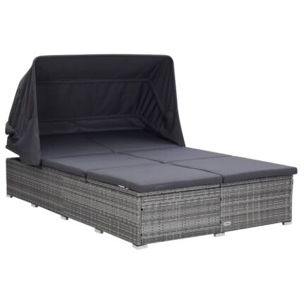 Sezlong de gradina, Zakito Europe, Ratan sintetic, 194x120.5x110 cm, Gri