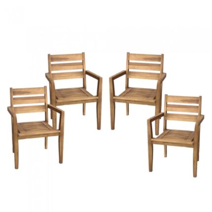 Set 4 scaune din lemn de tec cu finisaj natural RAKI, 58x54,5xh90cm