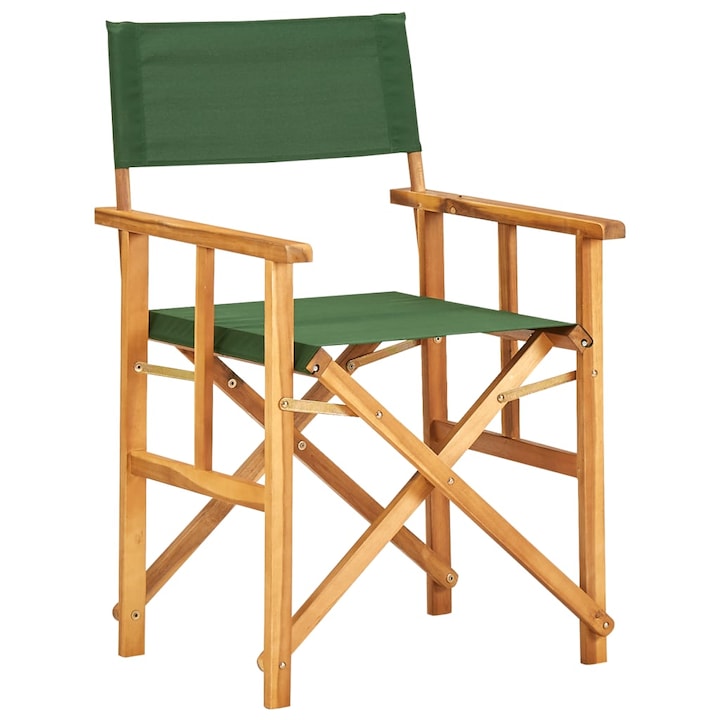 Scaun de exterior, tip scaun regizor, vidaXL, Lemn masiv, 55 x 56 x 88 cm, Verde