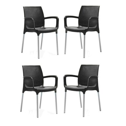 Set 4 scaune balcon SUNSET culoare neagra 55x58x82cm