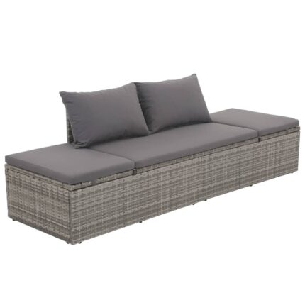 Sezlong de gradina, Zakito Europe, Ratan, 195x60x60 cm, Gri