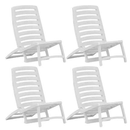 Set 4 scaune pliabile, plastic, alb, 42x58x64cm