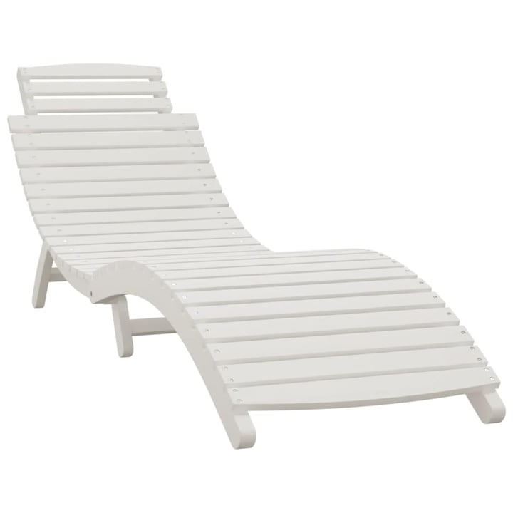 Sezlong gradina Zakito Europe, Lemn de acacia, 184x55x64 cm, Alb