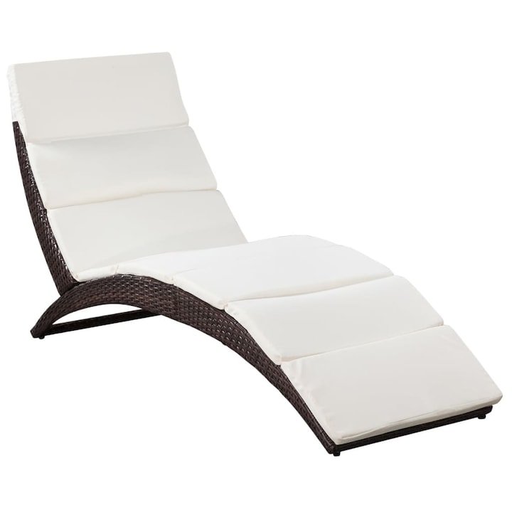 Sezlong, Zakito Europe, Ratan/Poliester, 162 x 64 x 86 cm, Maro/Crem