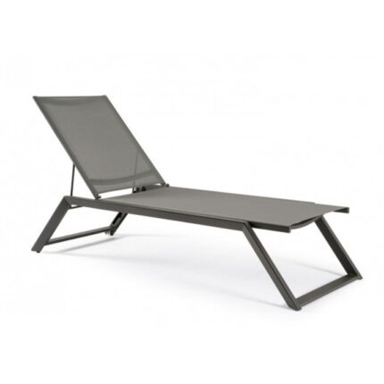 Set 4 sezlonguri gri antracit Kaylan 70x207.5x93 cm