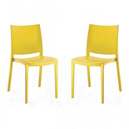 Set 2 scaune gradina/terasa RAKI OLIMPUS, galben, plastic, 42x47xh84cm